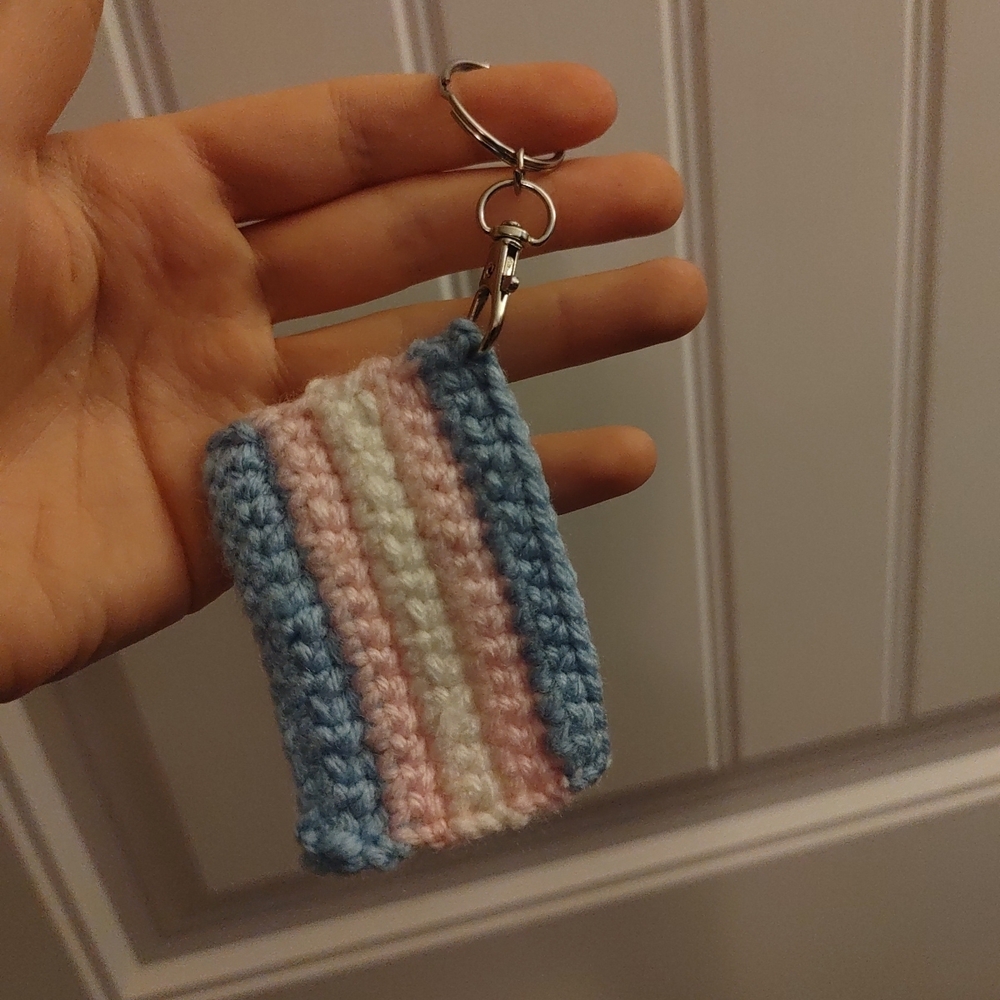 Trans Flag Keyring Charm